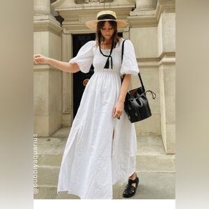 All Saints Livi Linen Puff Sleeve Maxi Dress White Size 8